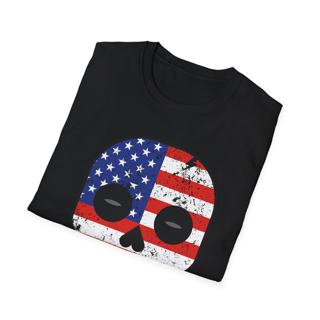 American Flag Skull T-Shirt — Distressed USA Patriotic Tee