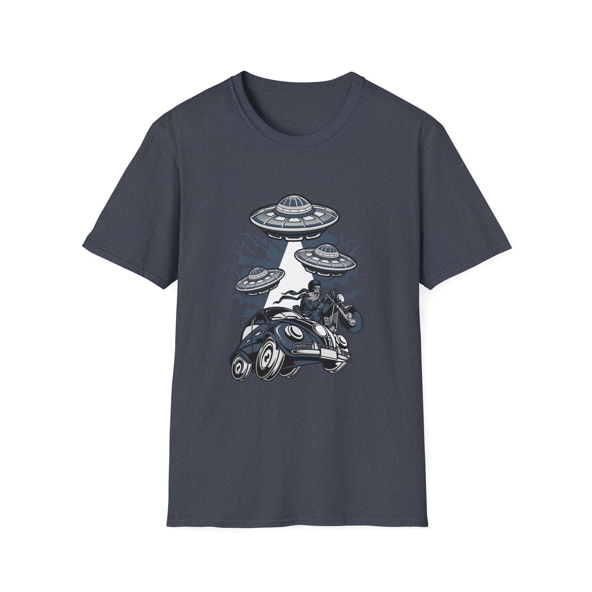 Alien Invasion T-Shirt — UFOs Abducting Cars Graphic Tee