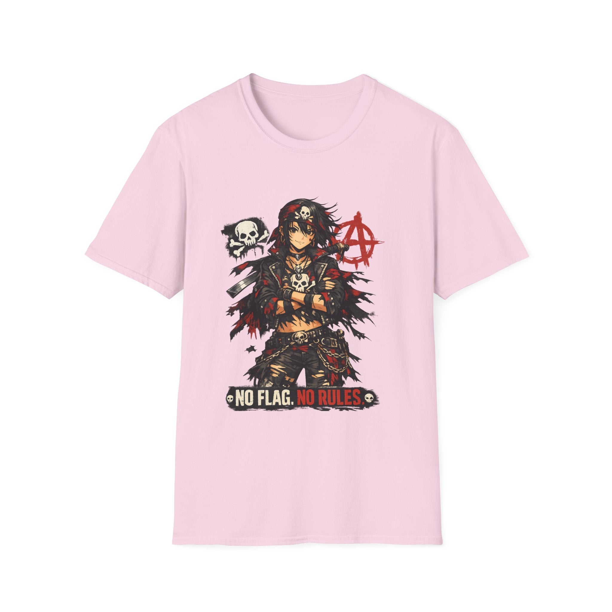 Anarchist Skull Punk T-Shirt — "No Flag, No Rules" Graphic Tee