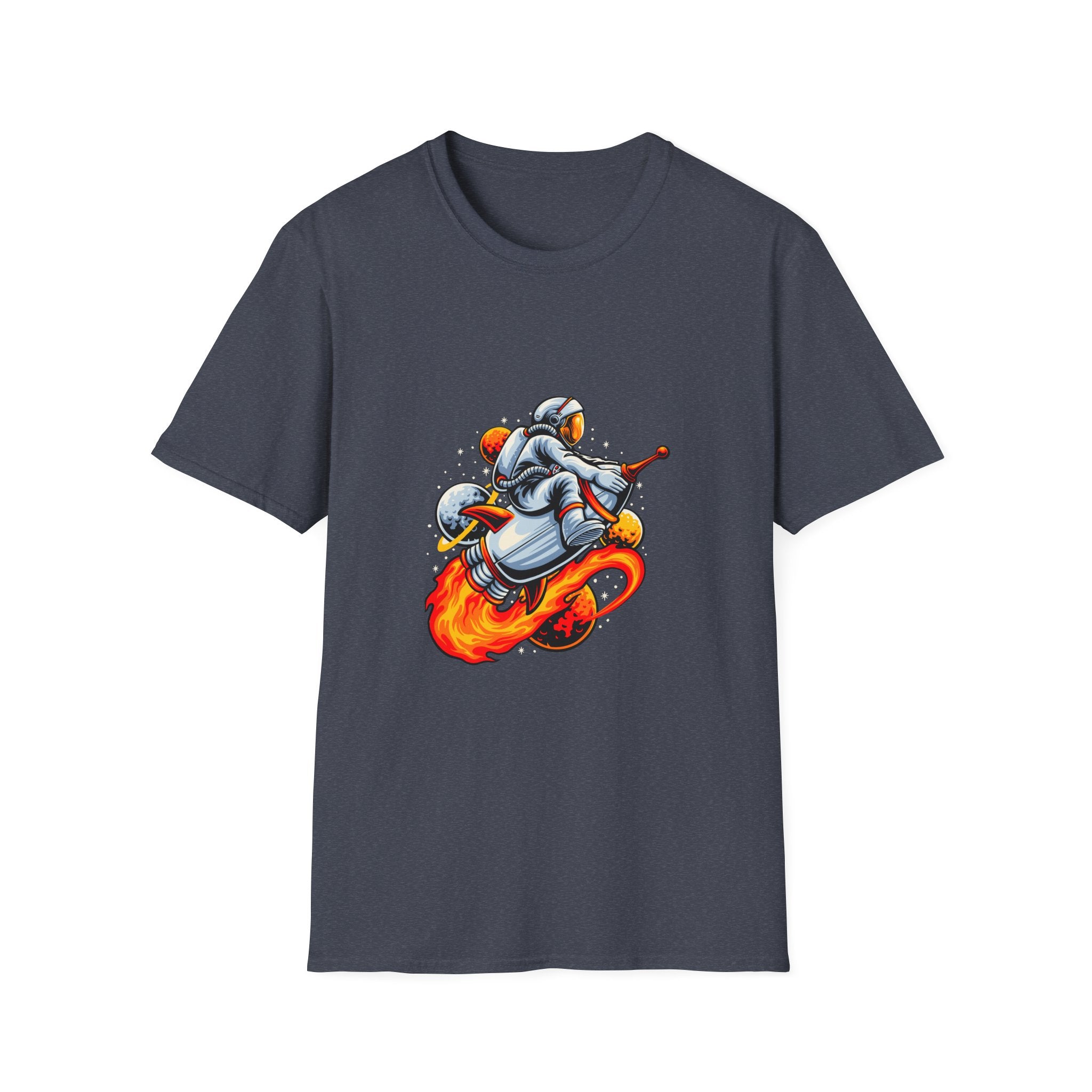 Astronaut Scooter T-Shirt — Retro Space Rider Graphic Tee