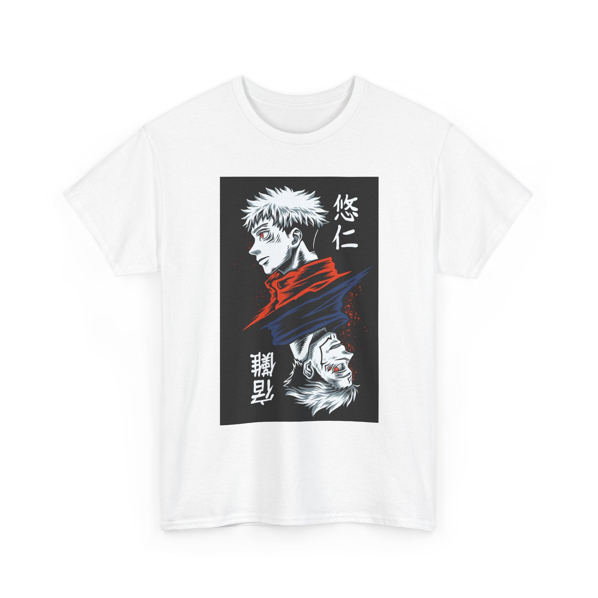 Anime Character Split Portrait Tee — Jujutsu-Inspired Vertical Design