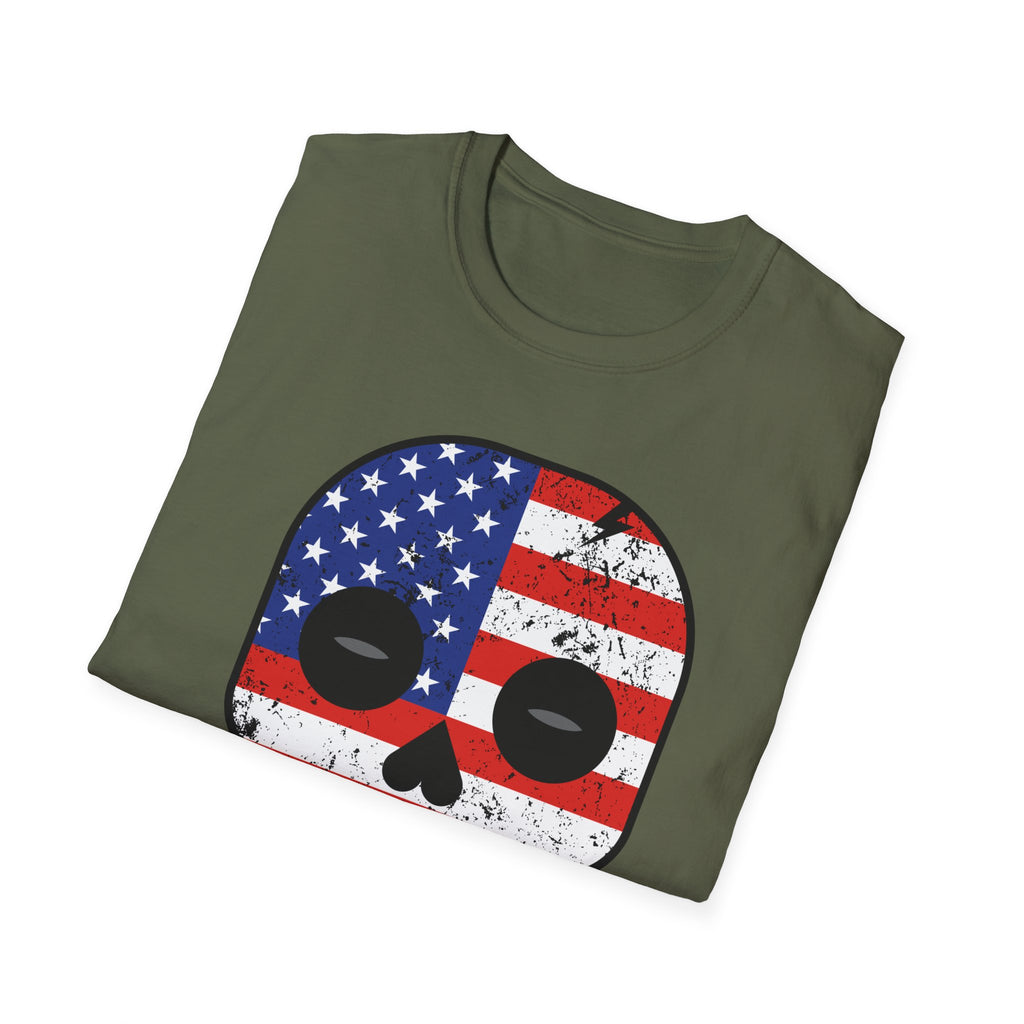 American Flag Skull T-Shirt — Distressed USA Patriotic Tee