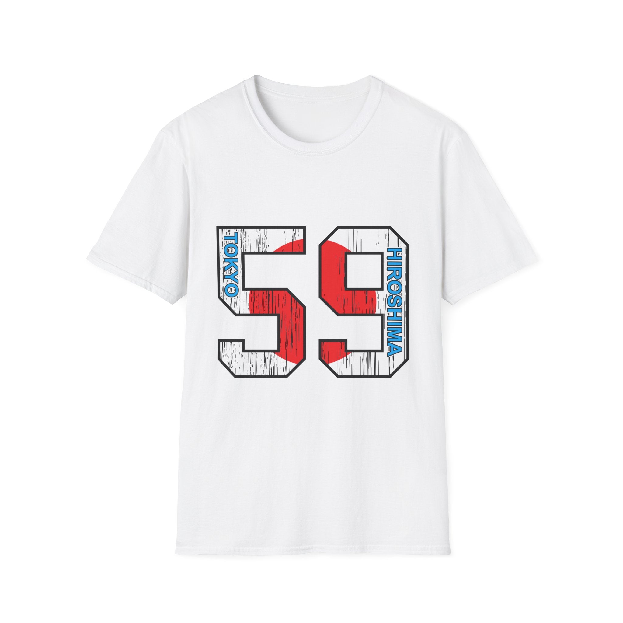 59 Vintage Racing Jersey Tee — Retro Red & Blue Number Graphic T-Shirt