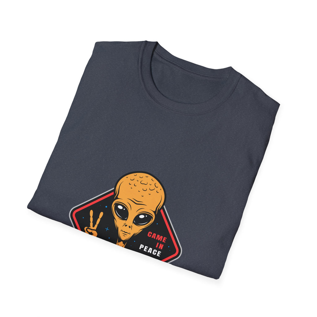 Alien Peace T-Shirt — Retro Yellow Alien Making Peace Sign
