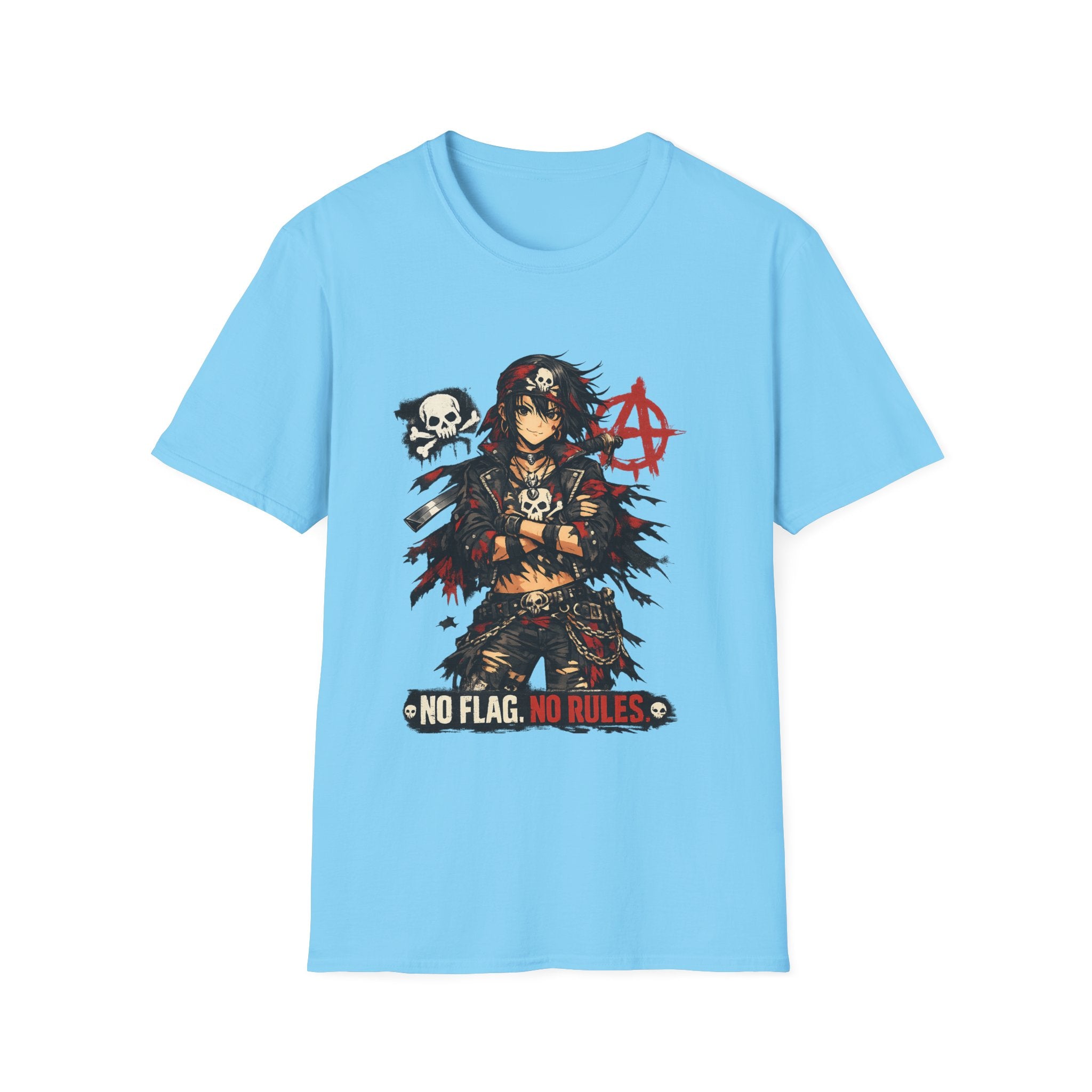 Anarchist Skull Punk T-Shirt — "No Flag, No Rules" Graphic Tee