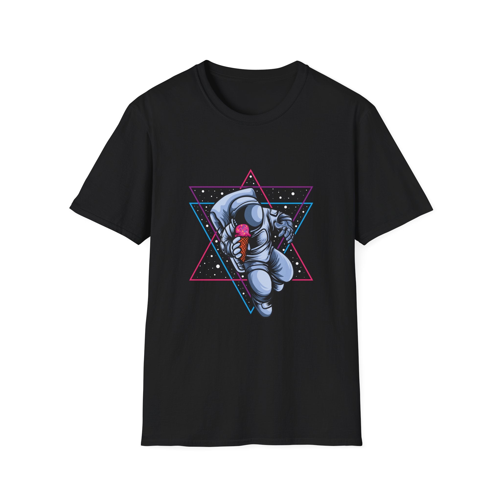 Astronaut Illustration T-Shirt | Retro Geometric Space Design