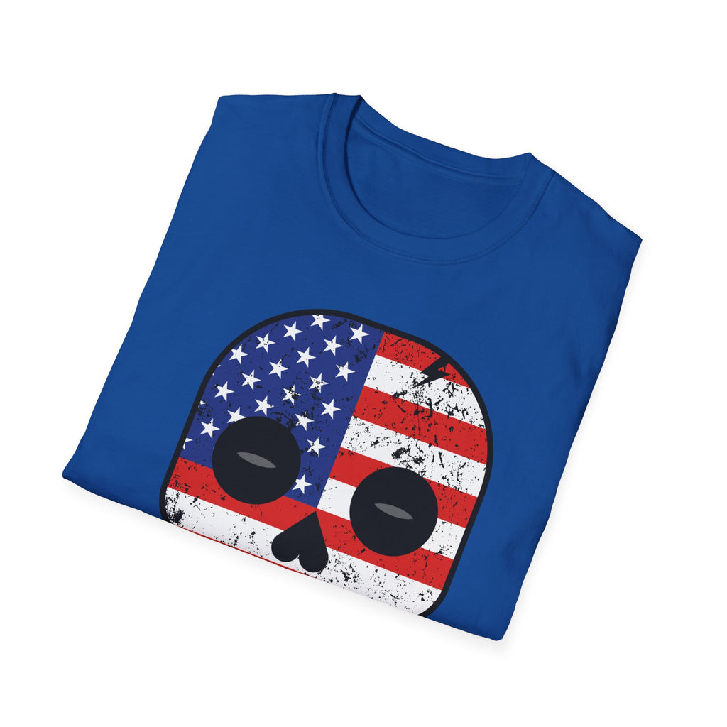 American Flag Skull T-Shirt — Distressed USA Patriotic Tee