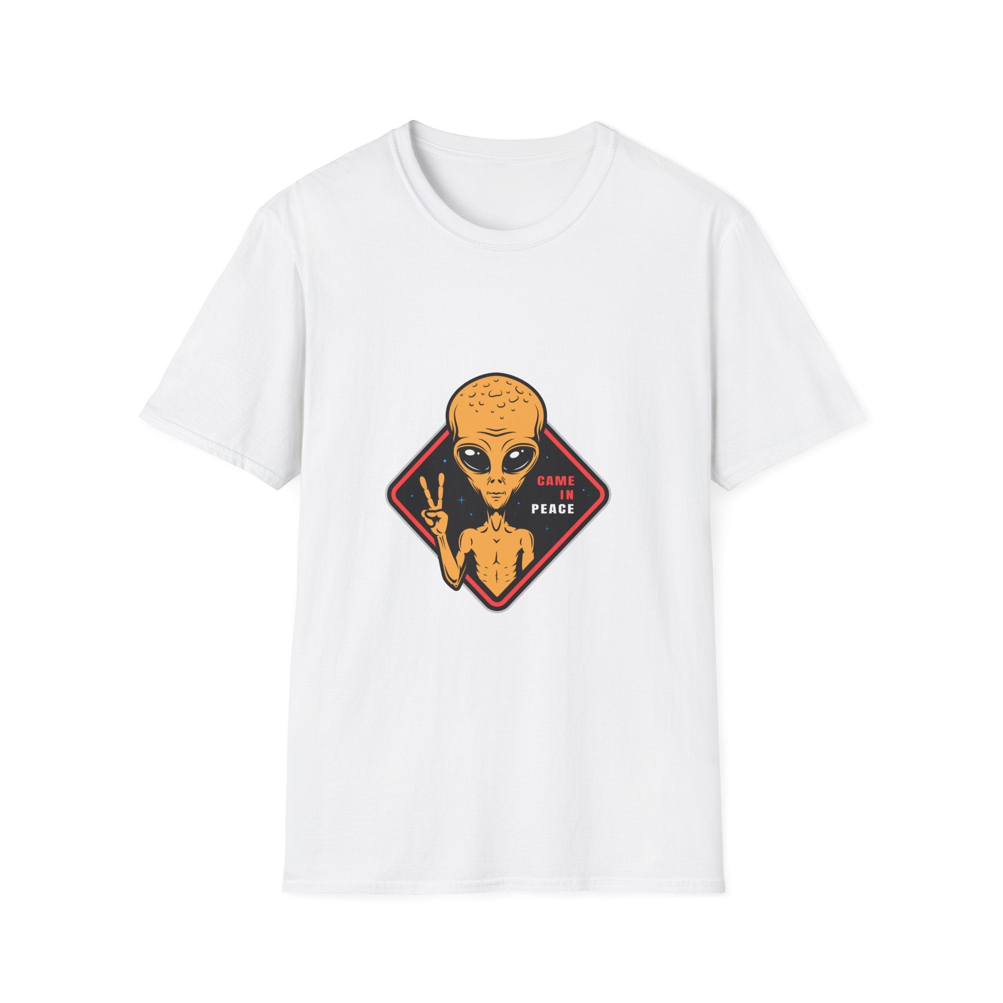 Alien Peace T-Shirt — Retro Yellow Alien Making Peace Sign