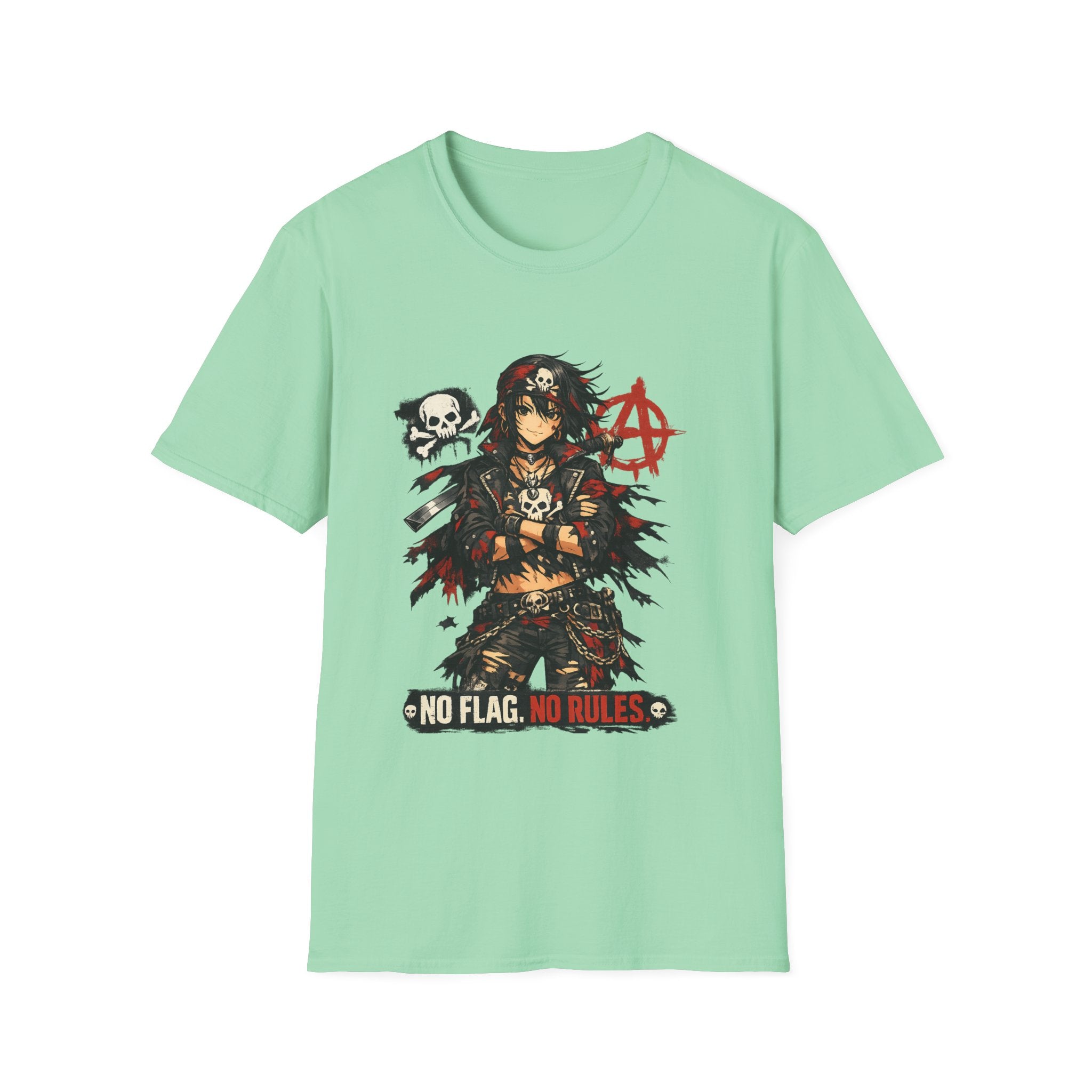 Anarchist Skull Punk T-Shirt — "No Flag, No Rules" Graphic Tee