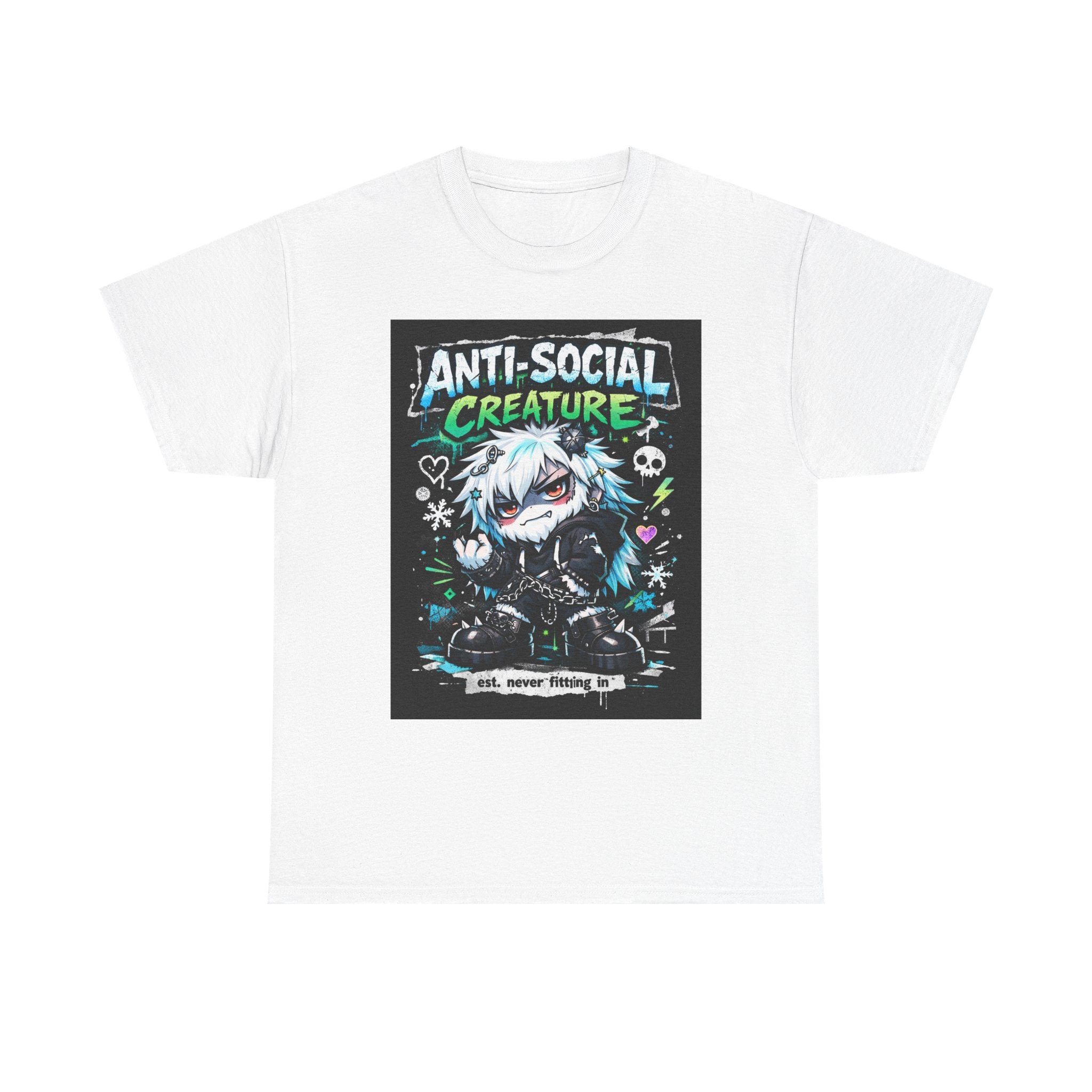 Anti-Social Creature Tee — Emo Anime Graphic T-Shirt