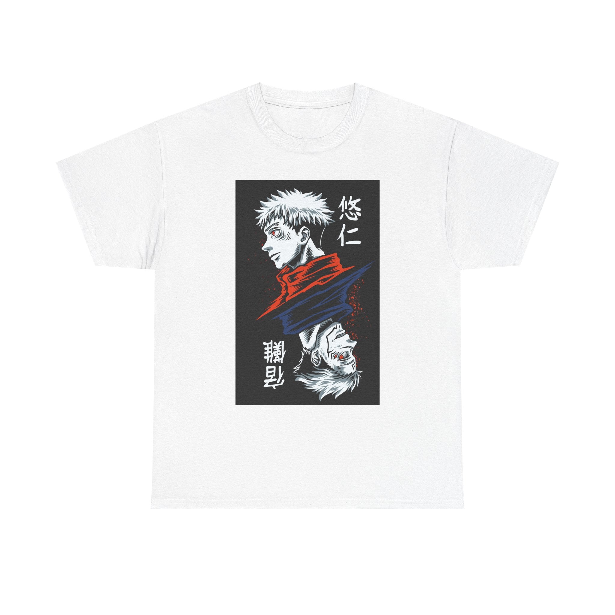 Anime Character Split Portrait Tee — Jujutsu-Inspired Vertical Design