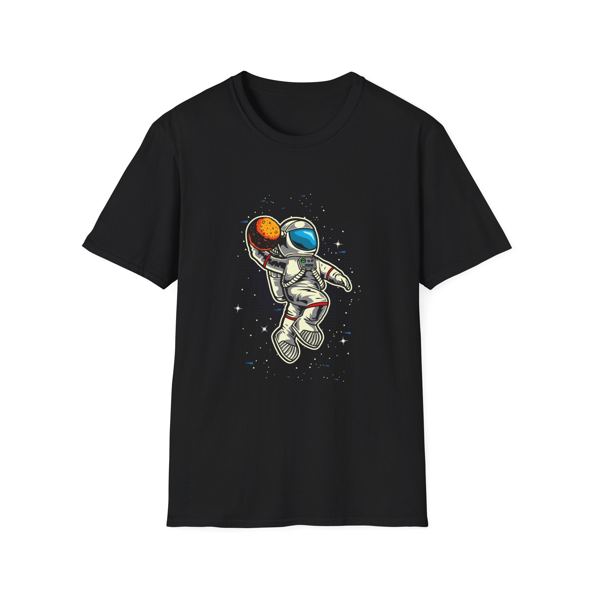 Astronaut Playing Basketball T-Shirt — Space Skate Hoop Graphic Tee