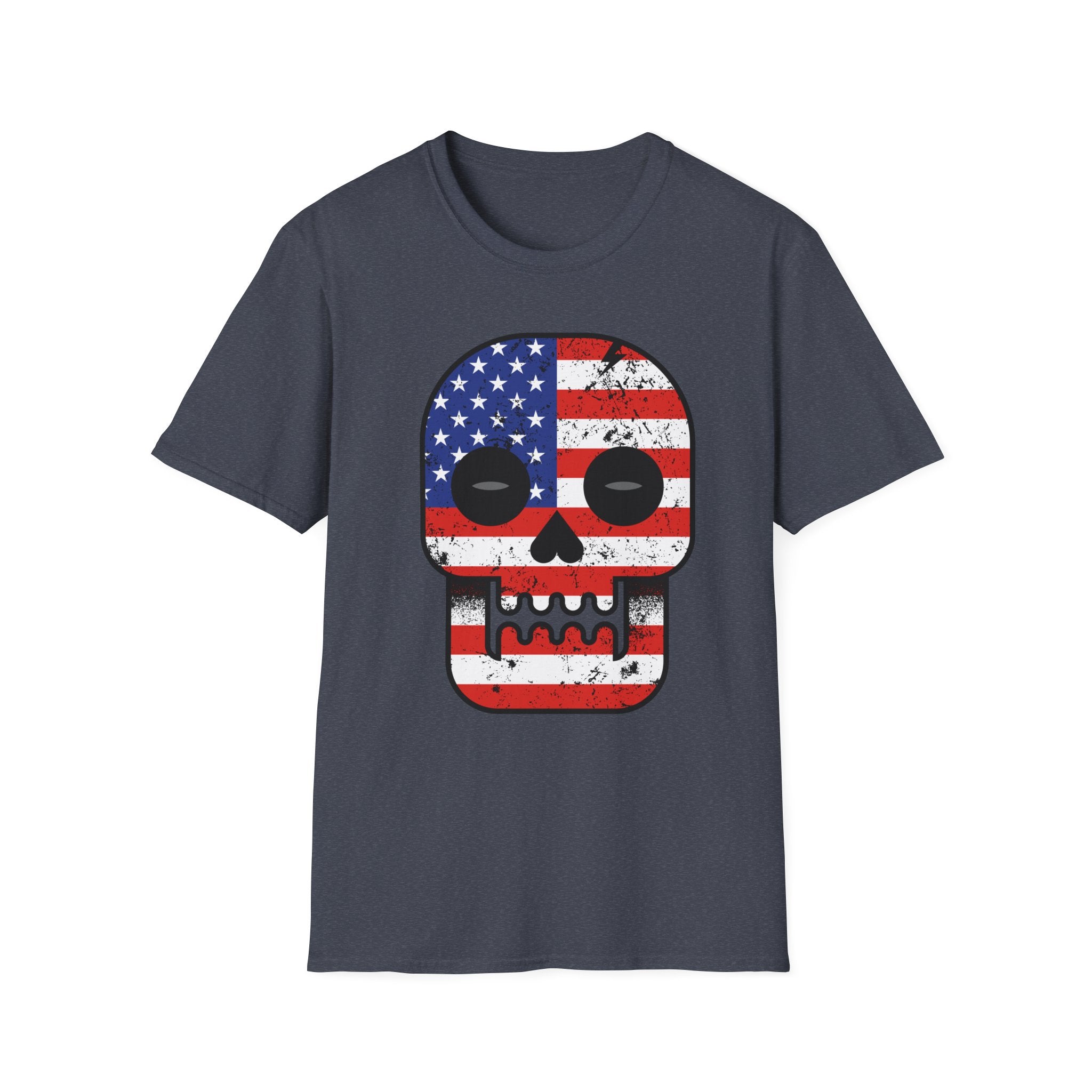 American Flag Skull T-Shirt — Distressed USA Patriotic Tee