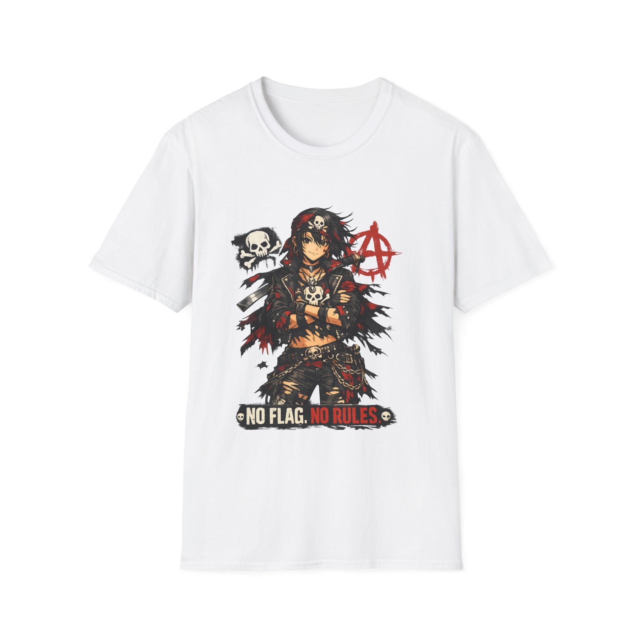 Anarchist Skull Punk T-Shirt — "No Flag, No Rules" Graphic Tee