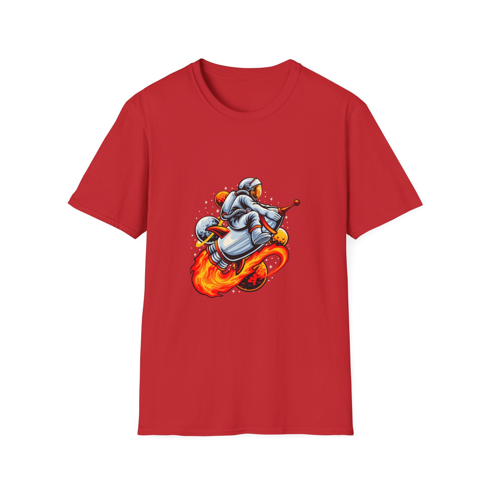 Astronaut Scooter T-Shirt — Retro Space Rider Graphic Tee