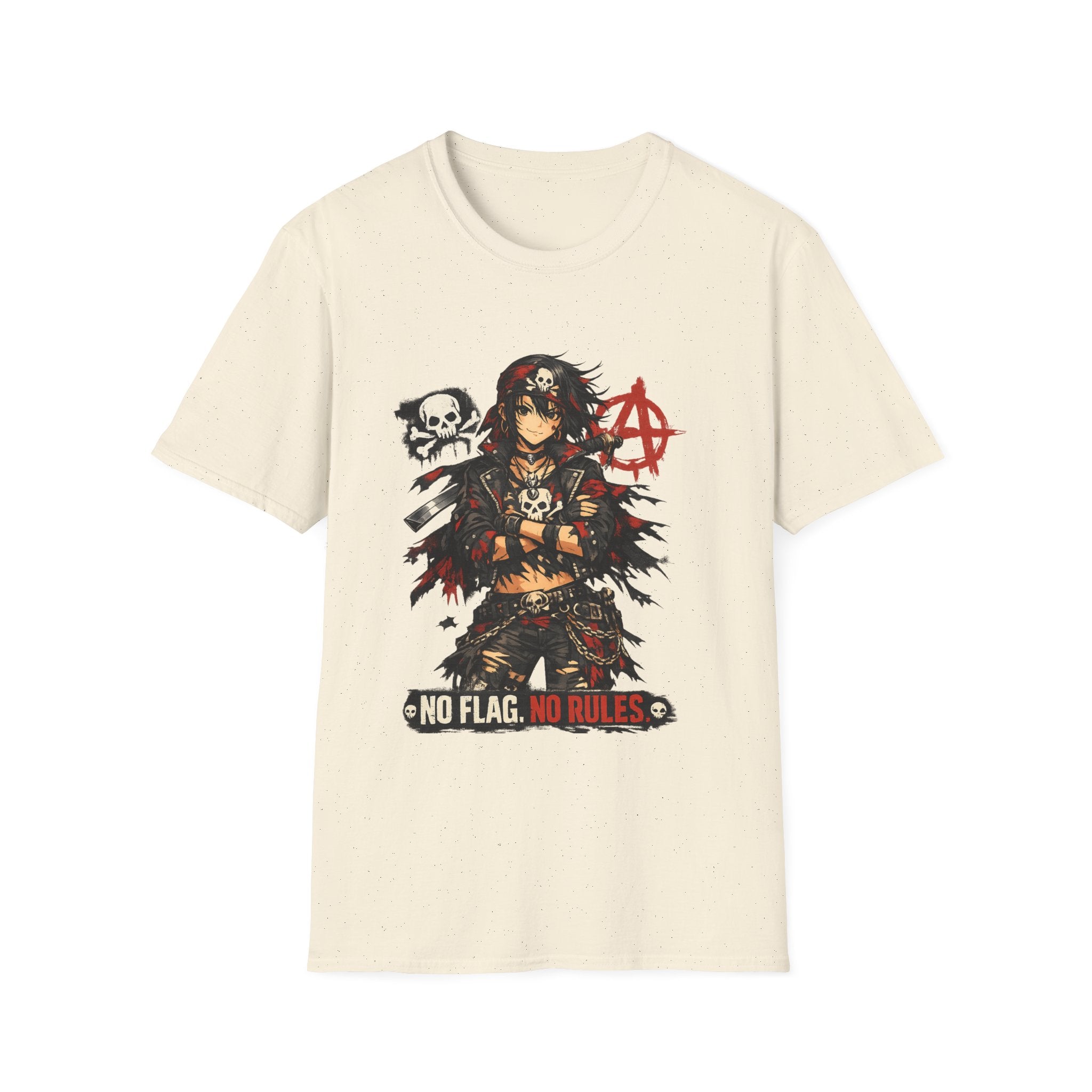 Anarchist Skull Punk T-Shirt — "No Flag, No Rules" Graphic Tee