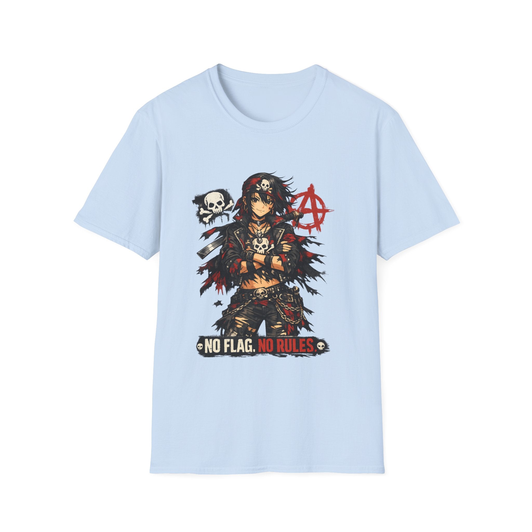 Anarchist Skull Punk T-Shirt — "No Flag, No Rules" Graphic Tee