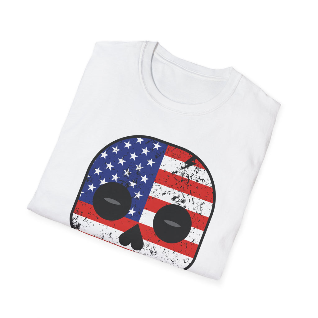 American Flag Skull T-Shirt — Distressed USA Patriotic Tee