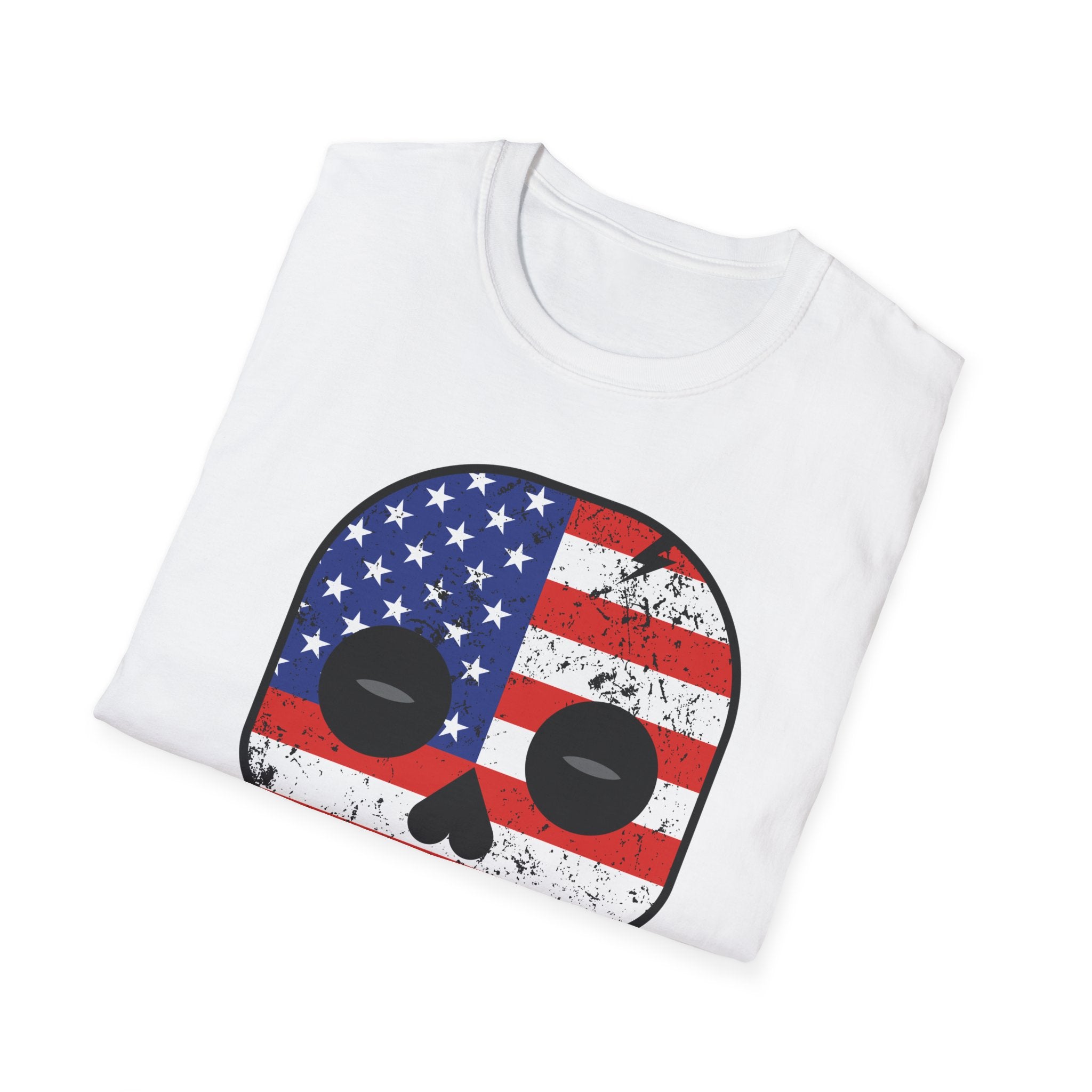 American Flag Skull T-Shirt — Distressed USA Patriotic Tee
