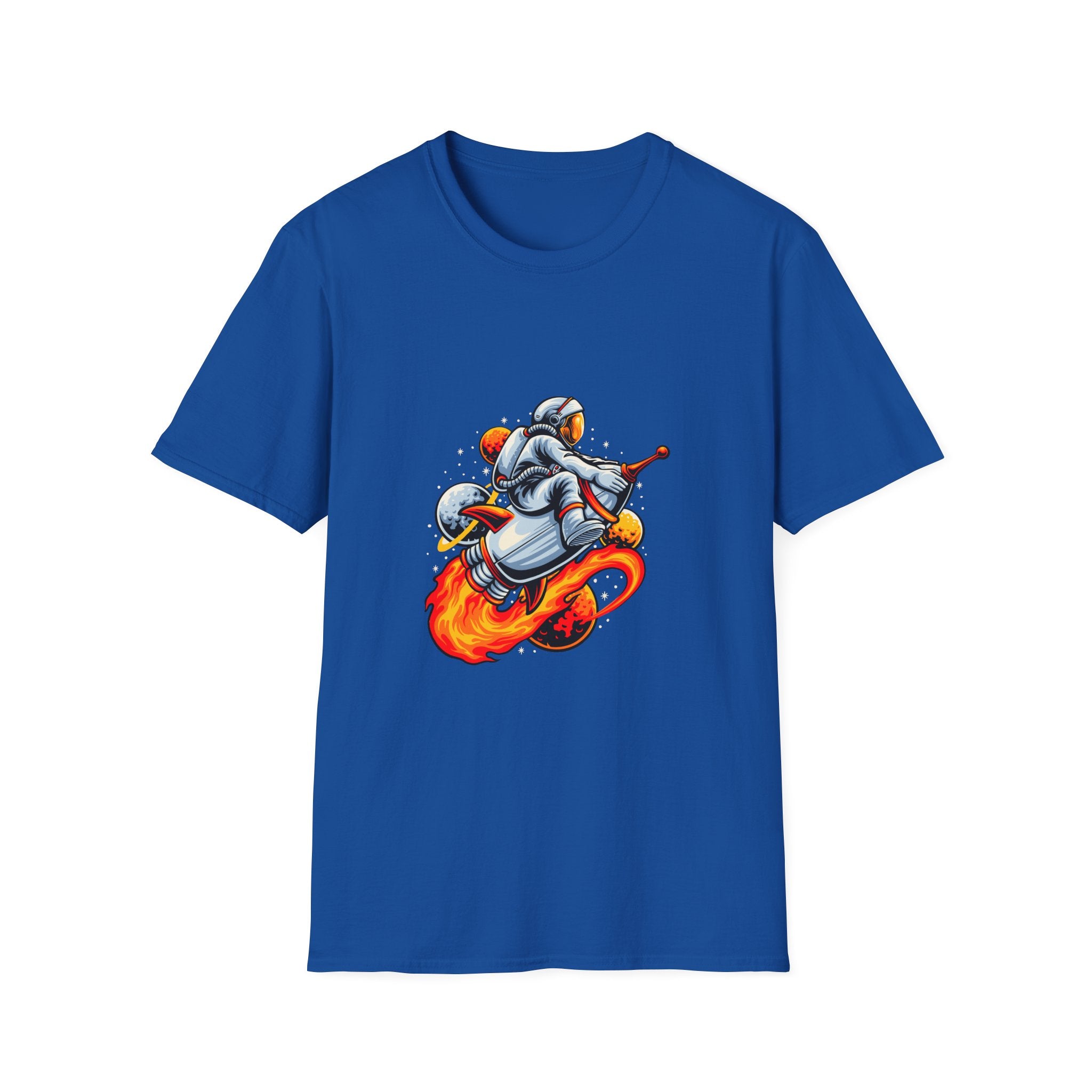 Astronaut Scooter T-Shirt — Retro Space Rider Graphic Tee