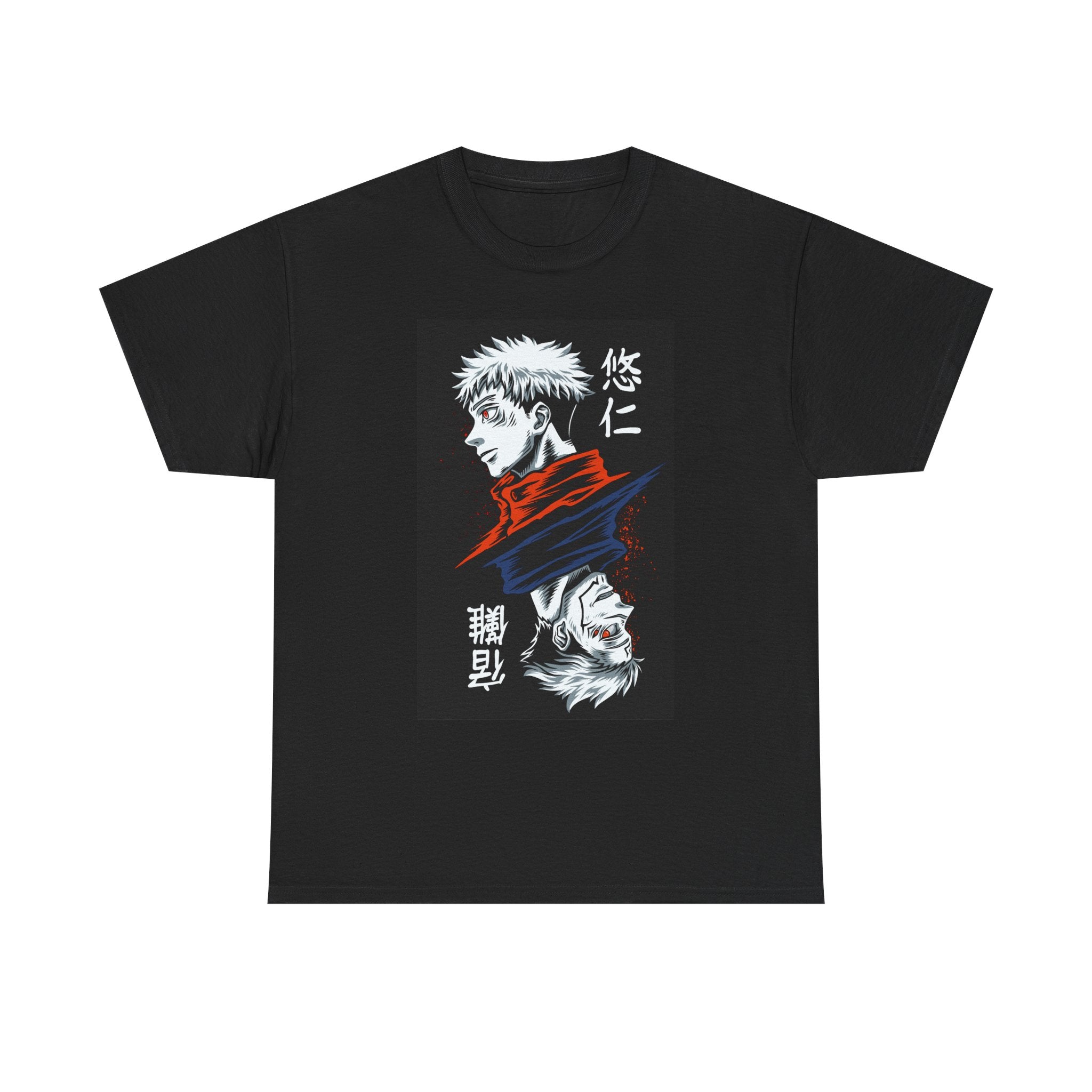 Anime Character Split Portrait Tee — Jujutsu-Inspired Vertical Design