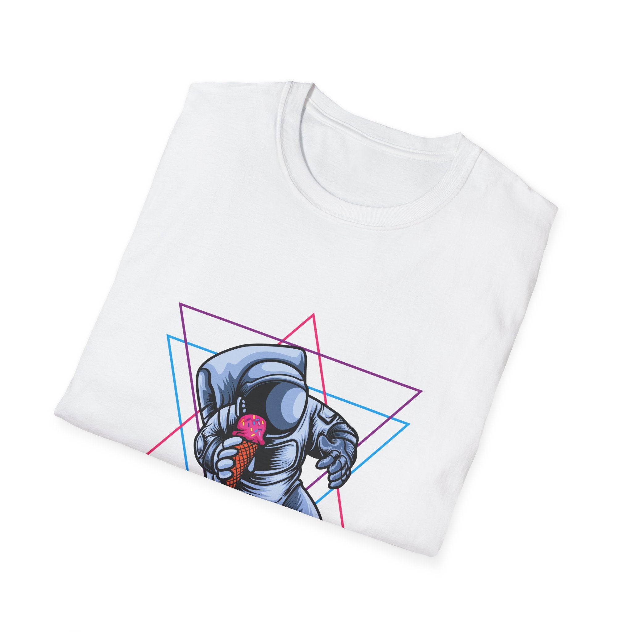 Astronaut Illustration T-Shirt | Retro Geometric Space Design
