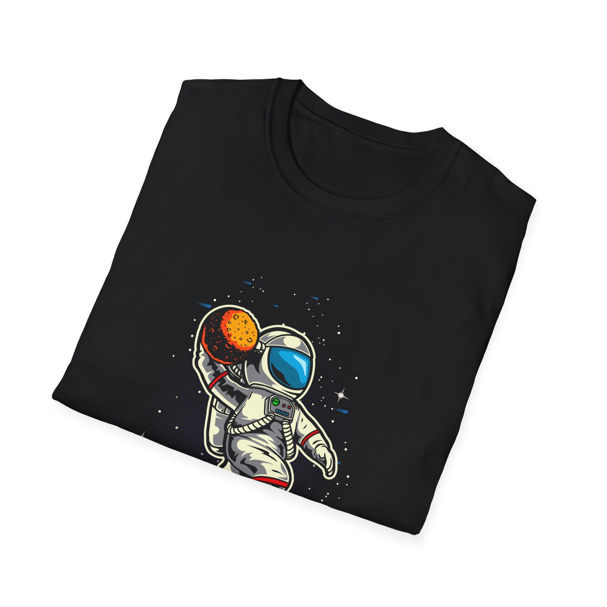 Astronaut Playing Basketball T-Shirt — Space Skate Hoop Graphic Tee