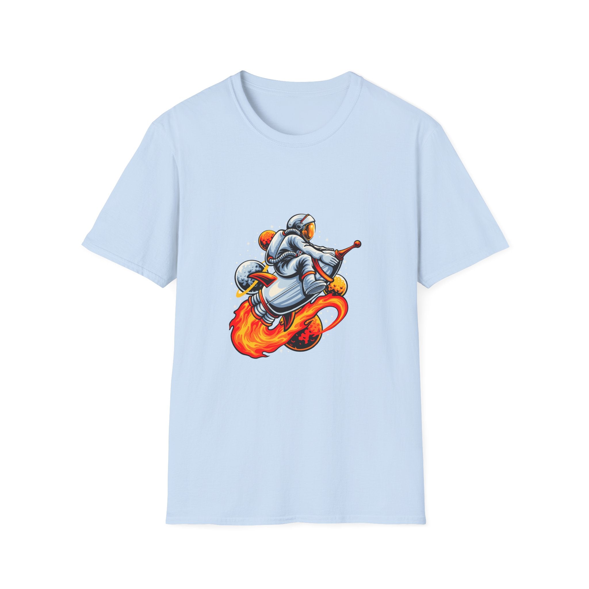 Astronaut Scooter T-Shirt — Retro Space Rider Graphic Tee
