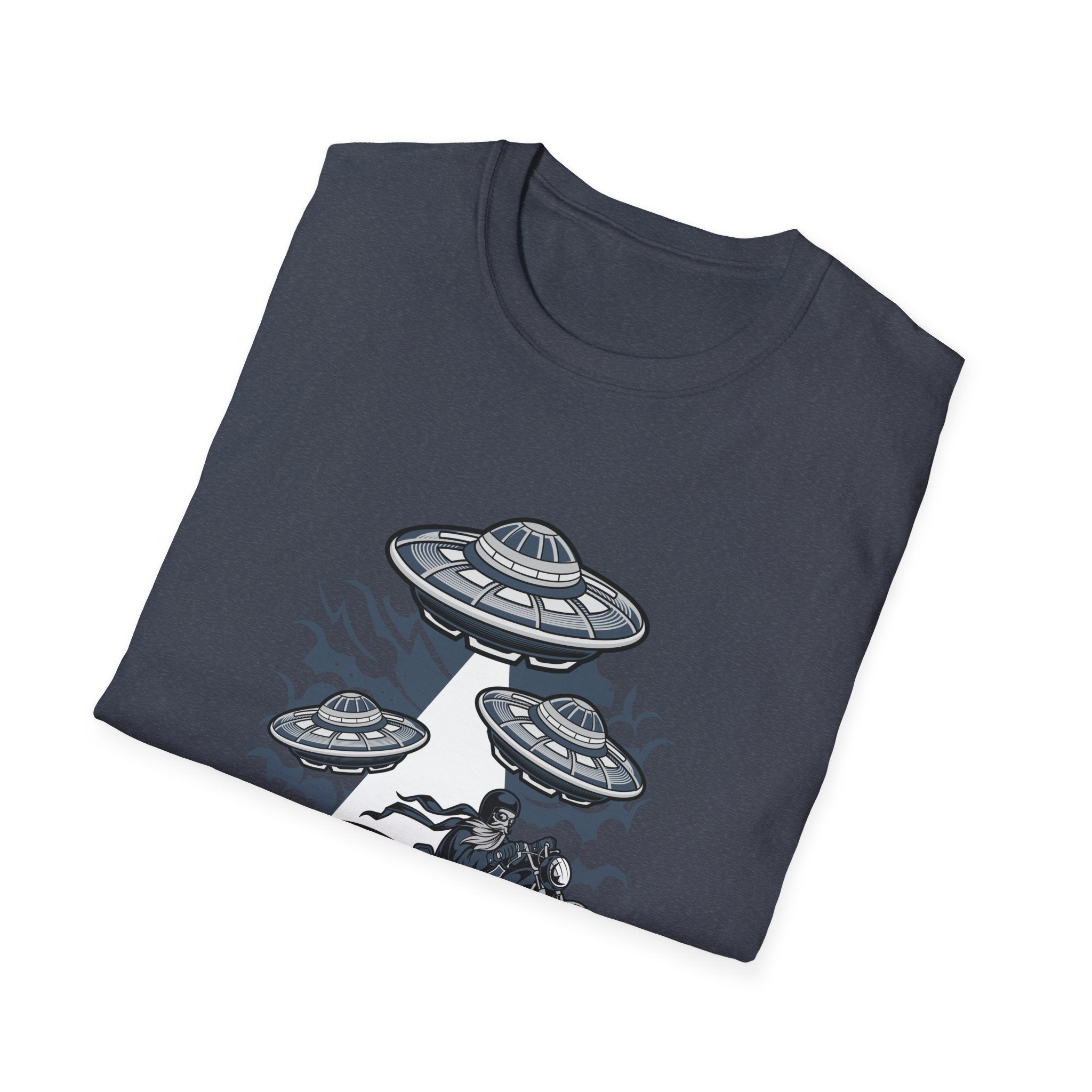 Alien Invasion T-Shirt — UFOs Abducting Cars Graphic Tee