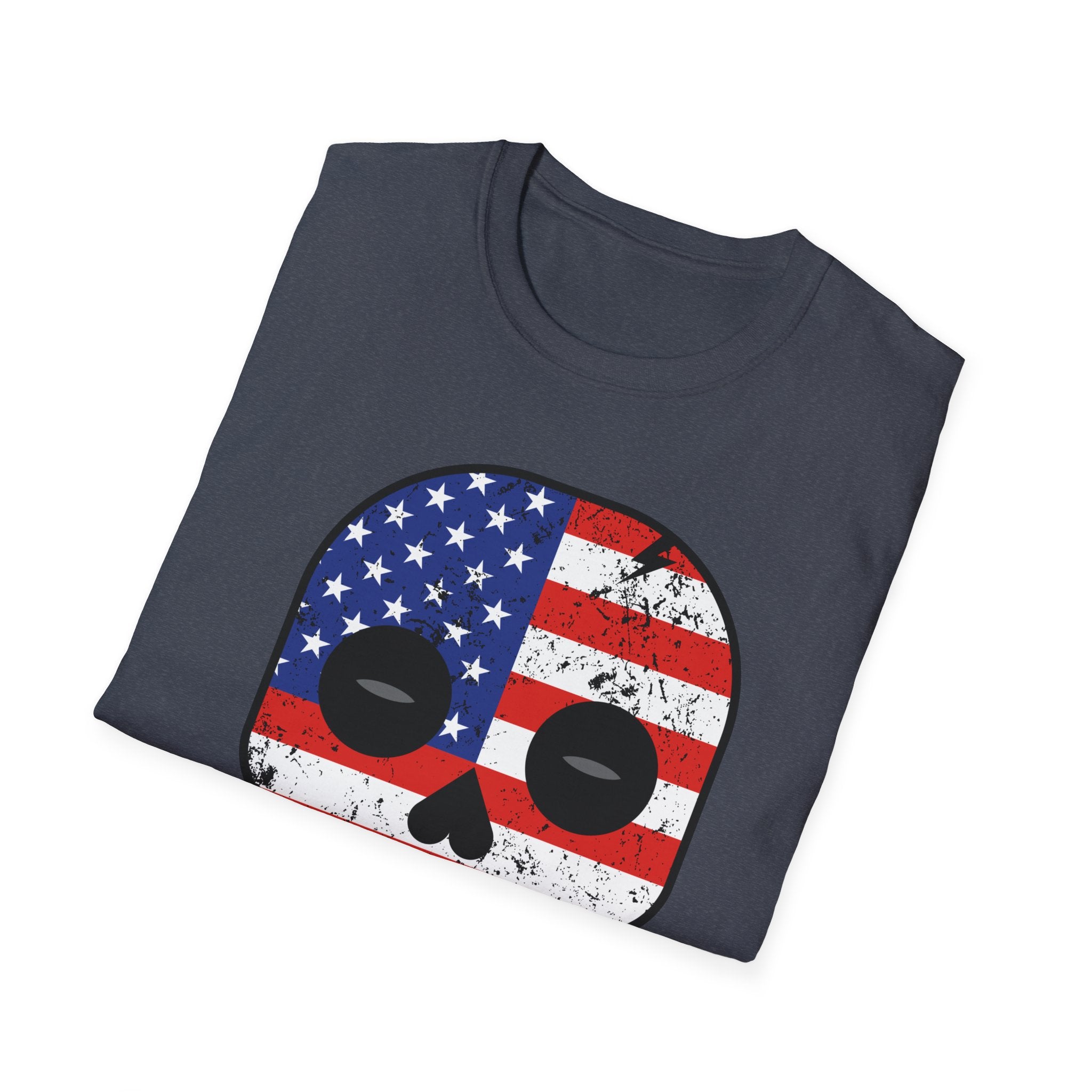 American Flag Skull T-Shirt — Distressed USA Patriotic Tee