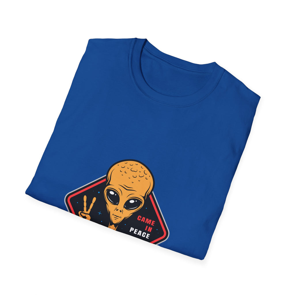 Alien Peace T-Shirt — Retro Yellow Alien Making Peace Sign