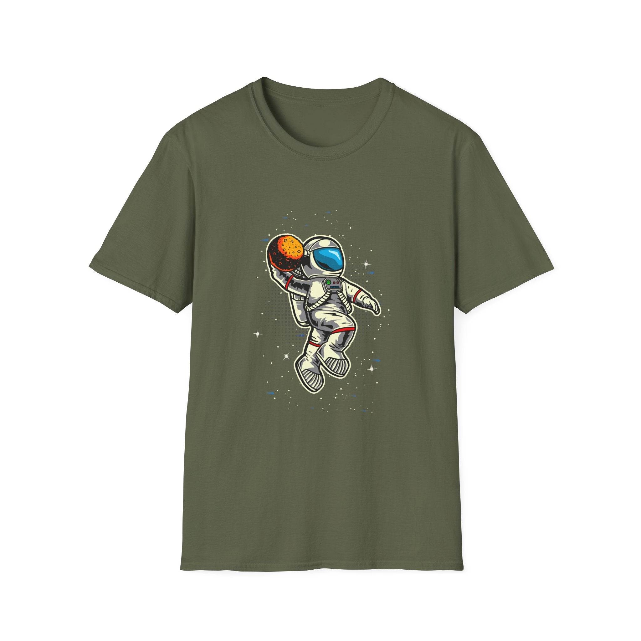 Astronaut Playing Basketball T-Shirt — Space Skate Hoop Graphic Tee