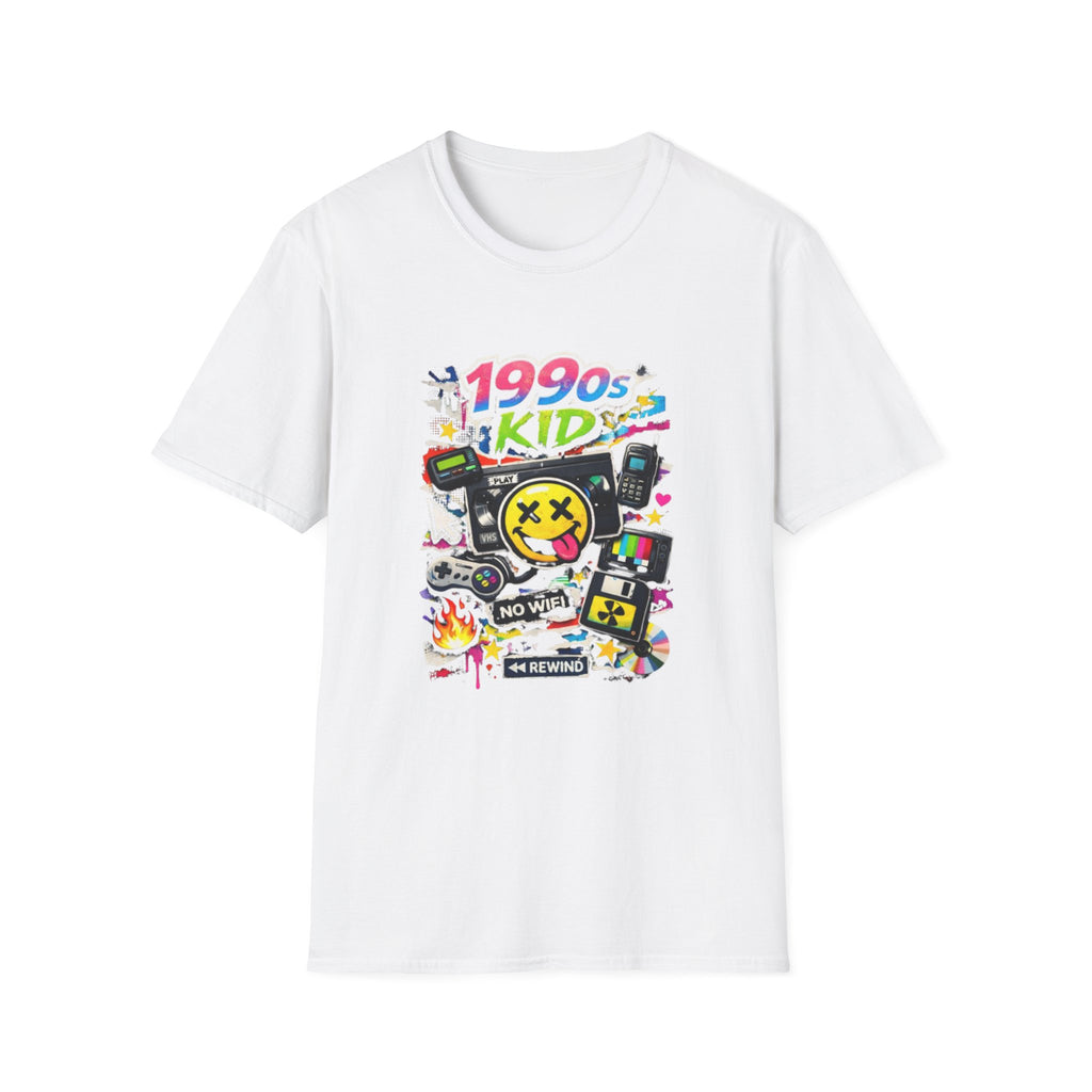 1990s Kid Retro Graphic T-Shirt — Nostalgia Gamer Cassette Design