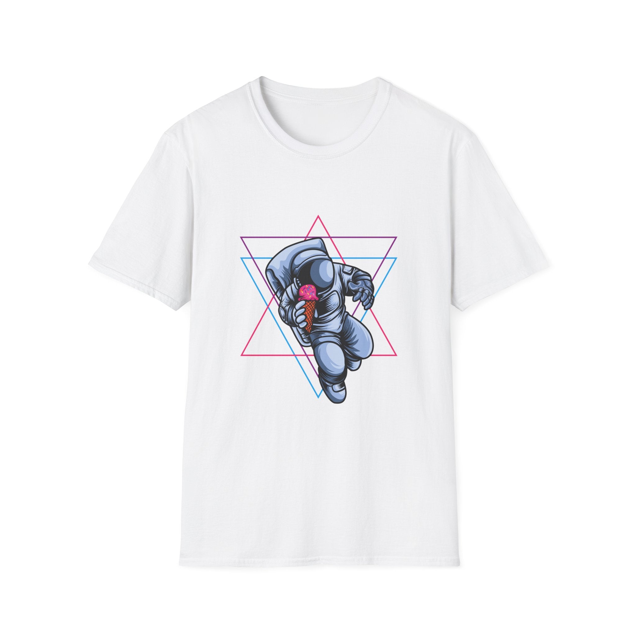 Astronaut Illustration T-Shirt | Retro Geometric Space Design