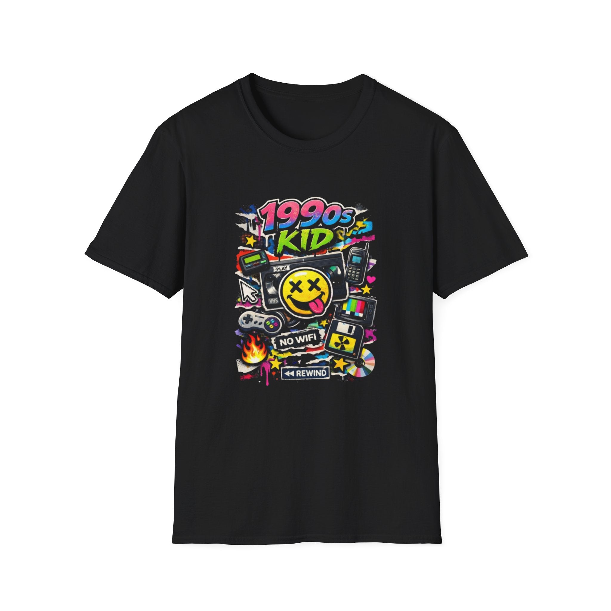 1990s Kid Retro Graphic T-Shirt — Nostalgia Gamer Cassette Design