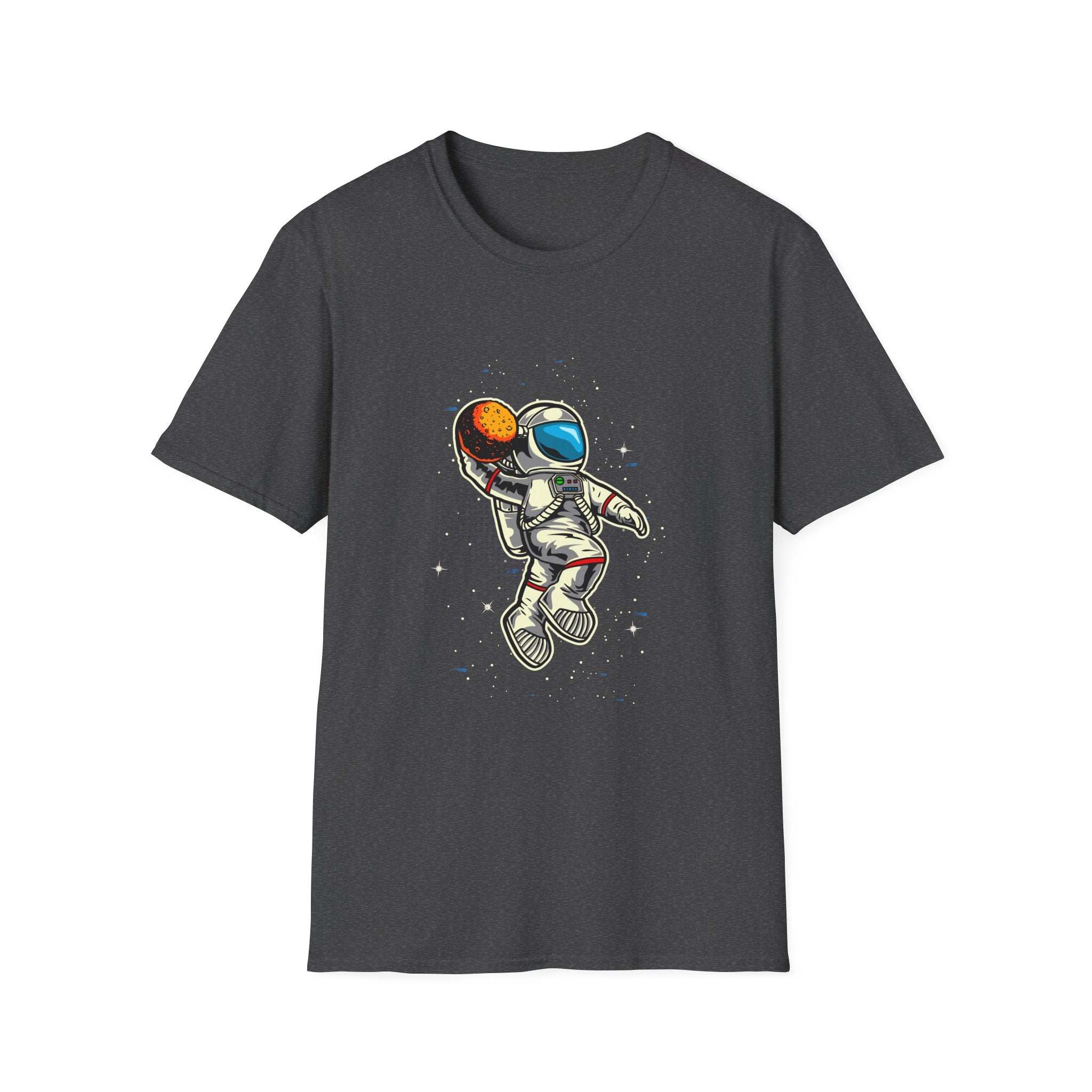Astronaut Playing Basketball T-Shirt — Space Skate Hoop Graphic Tee