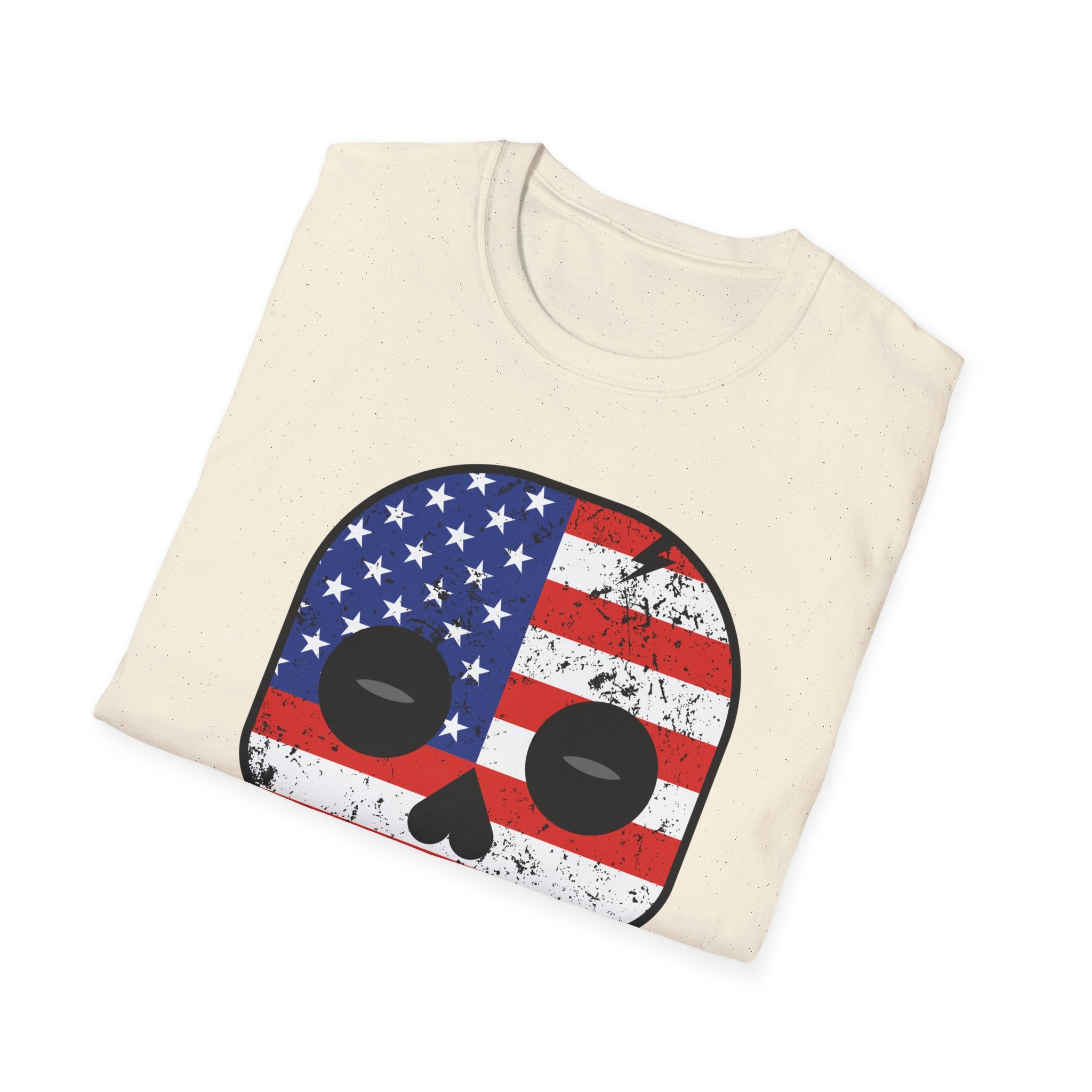 American Flag Skull T-Shirt — Distressed USA Patriotic Tee