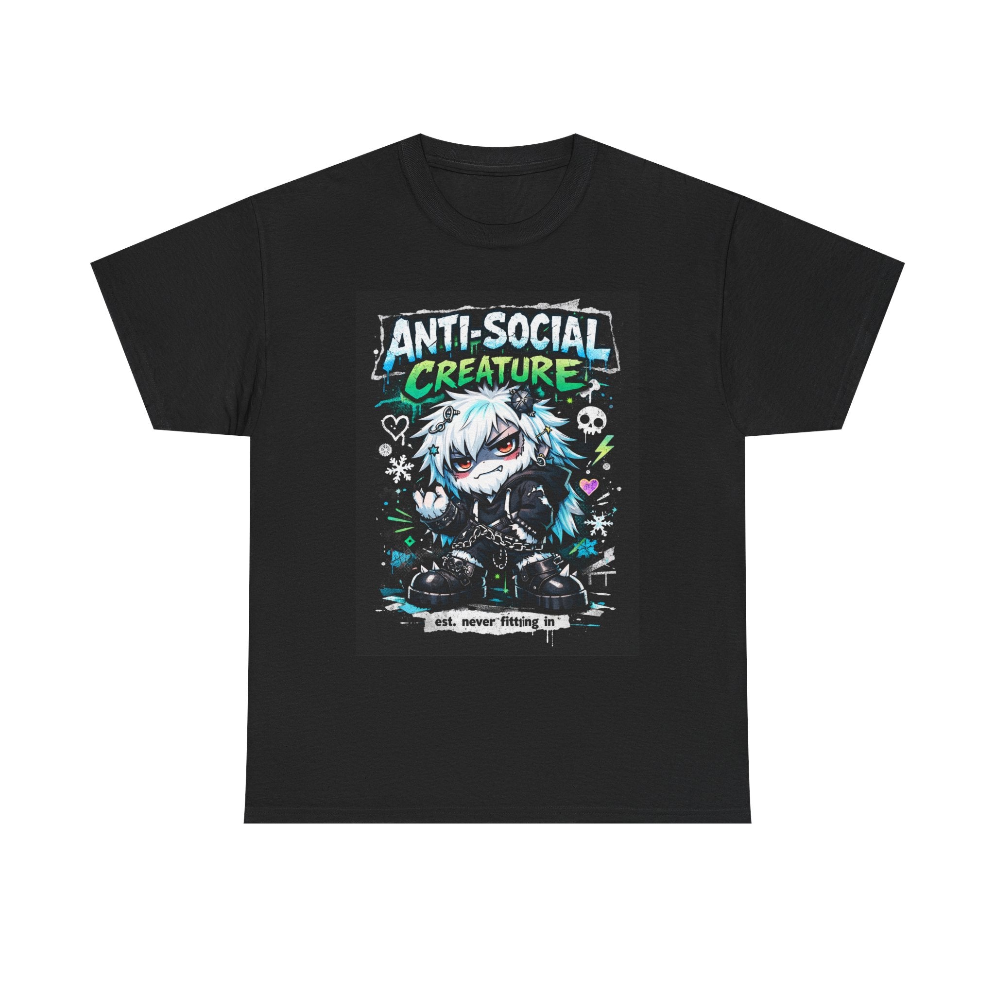 Anti-Social Creature Tee — Emo Anime Graphic T-Shirt