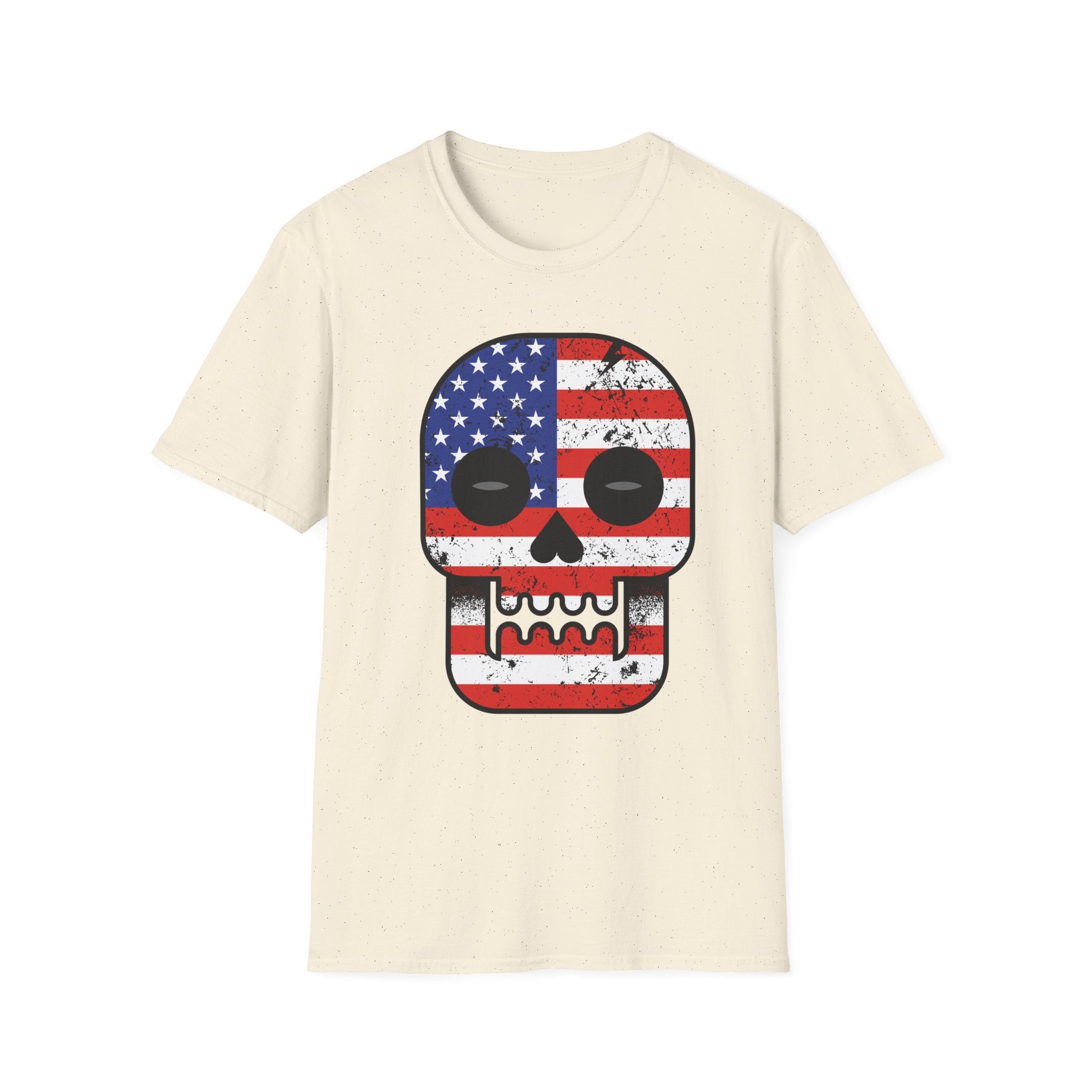 American Flag Skull T-Shirt — Distressed USA Patriotic Tee
