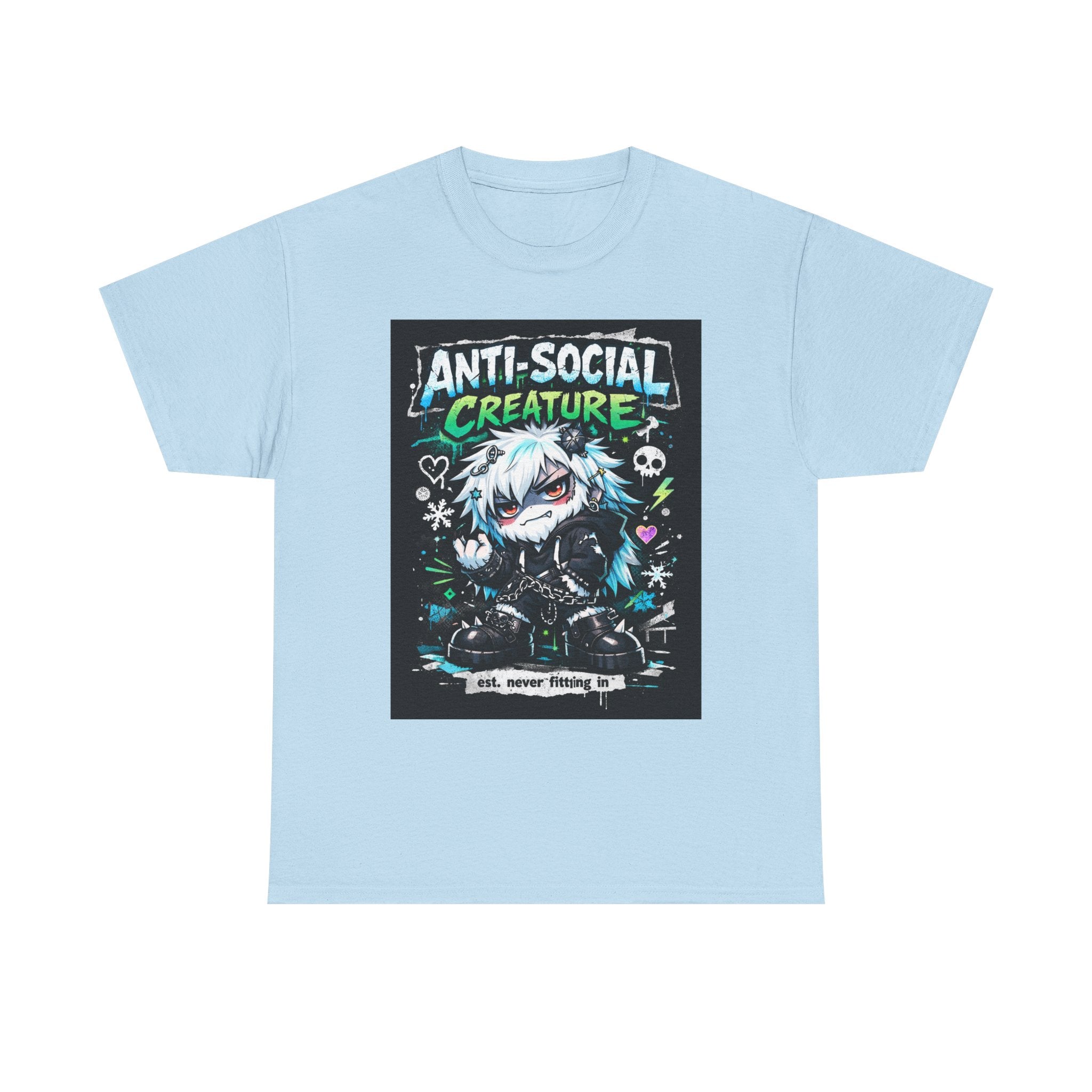 Anti-Social Creature Tee — Emo Anime Graphic T-Shirt