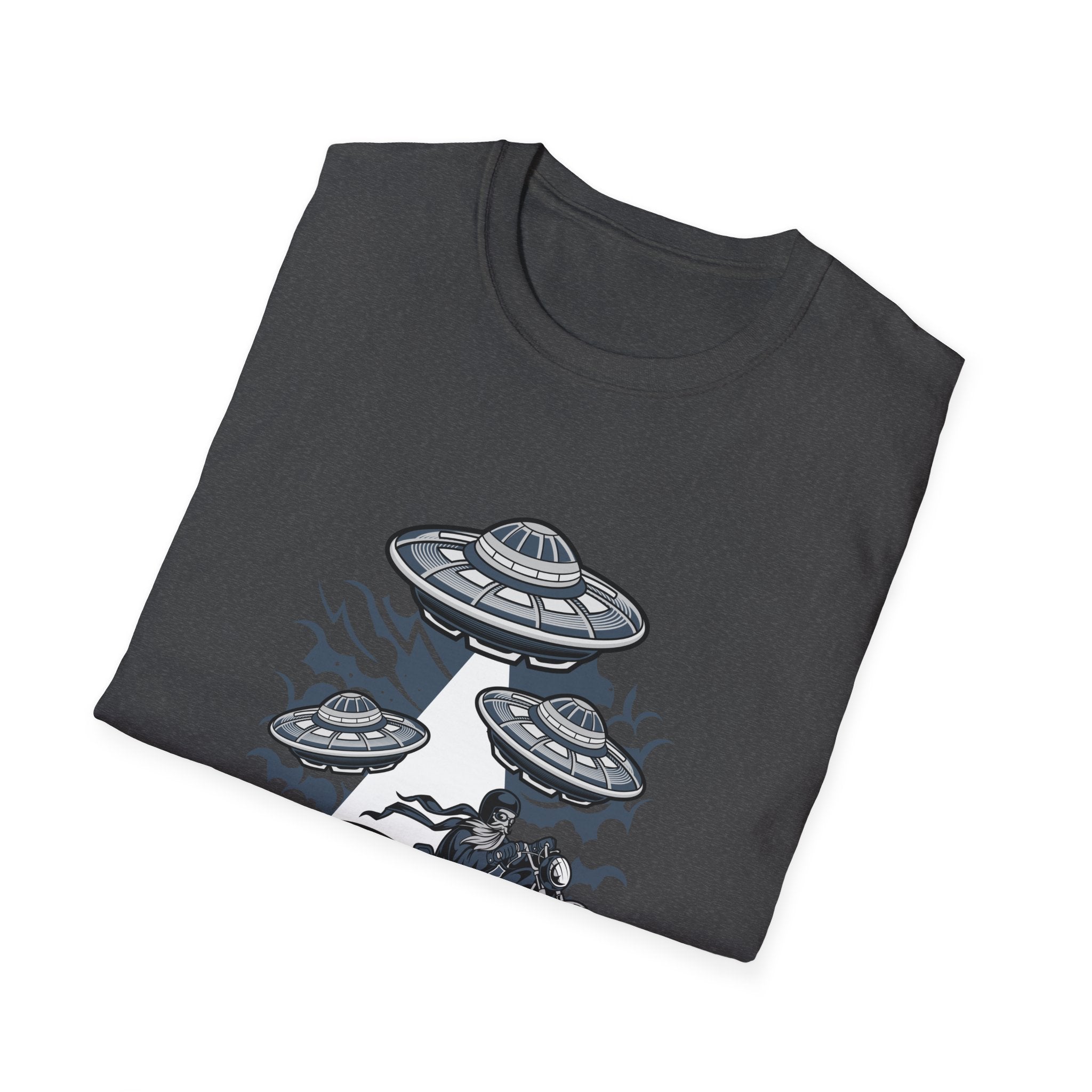 Alien Invasion T-Shirt — UFOs Abducting Cars Graphic Tee