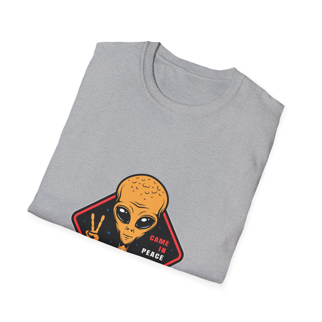 Alien Peace T-Shirt — Retro Yellow Alien Making Peace Sign