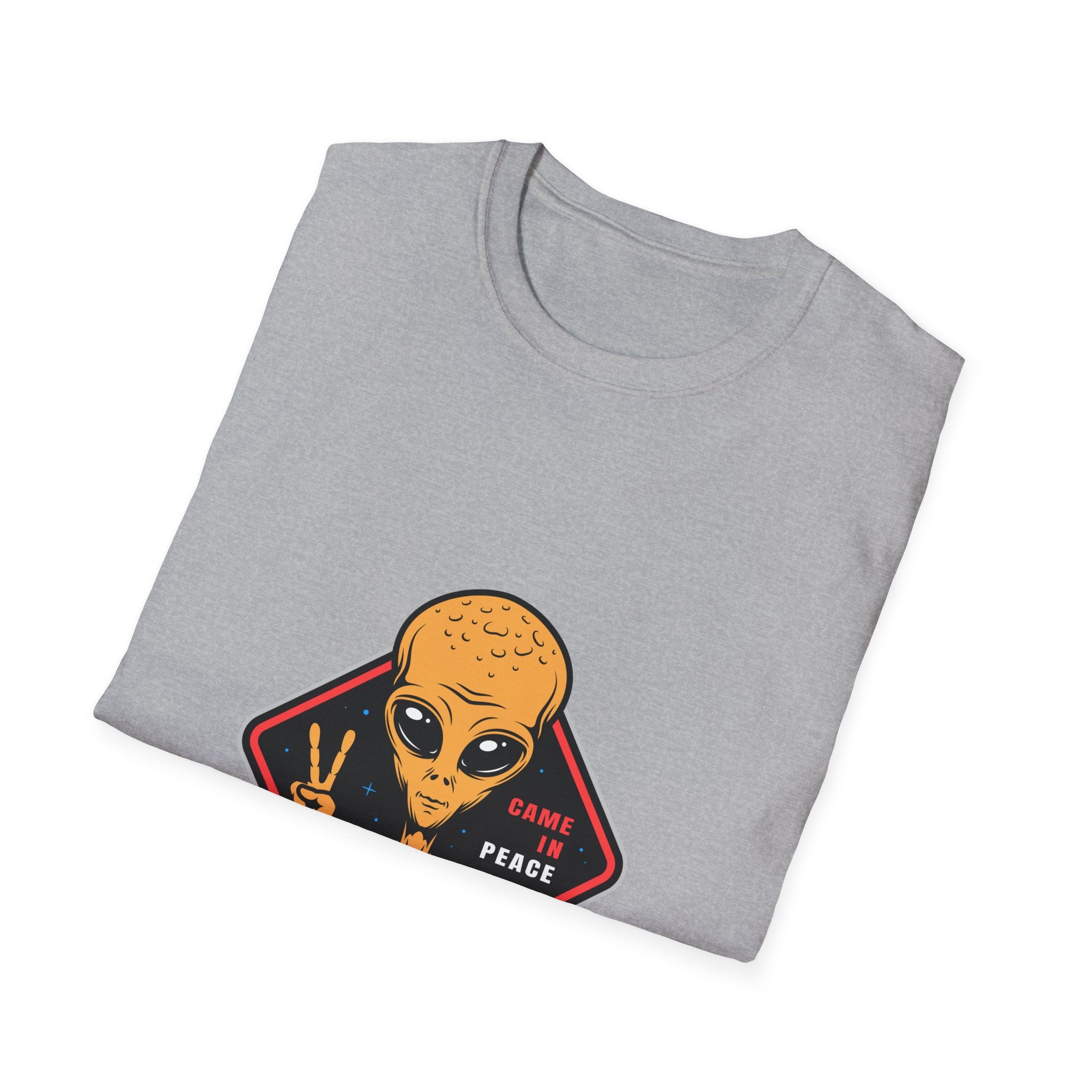 Alien Peace T-Shirt — Retro Yellow Alien Making Peace Sign
