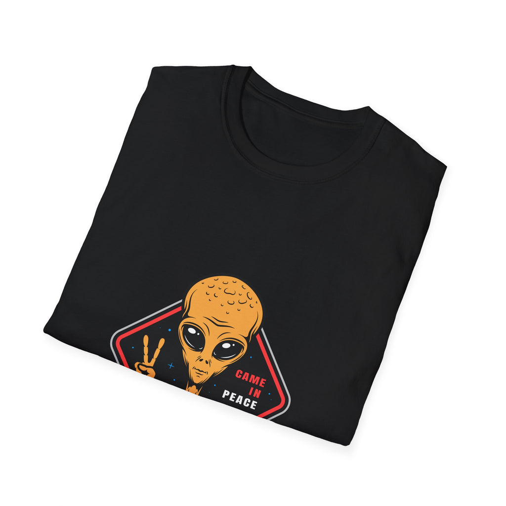 Alien Peace T-Shirt — Retro Yellow Alien Making Peace Sign