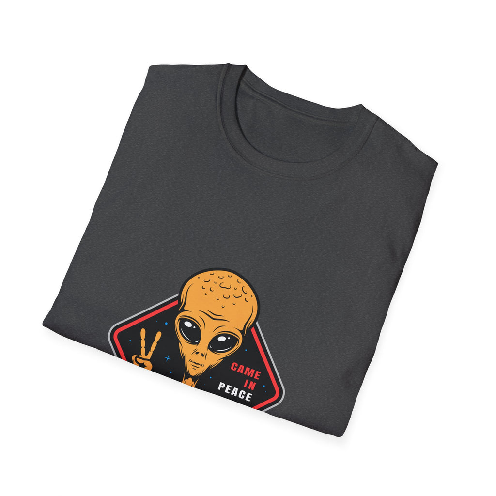 Alien Peace T-Shirt — Retro Yellow Alien Making Peace Sign